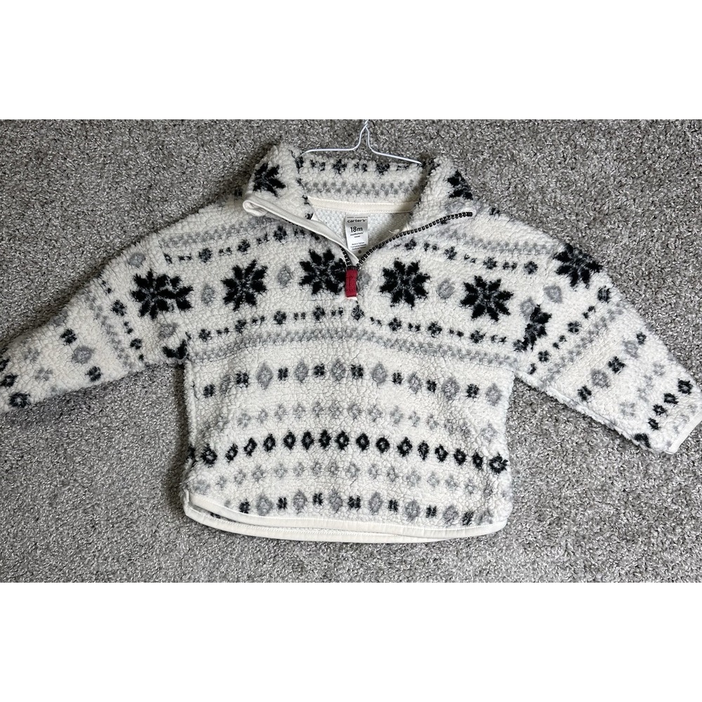Carters Baby Sherpa Pullover 18M Snowflake Fleece Half Zip Winter